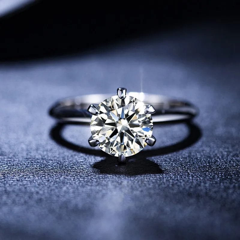 Классические кольца 2.0ct D цвета Муассанит 9 к из белого золота для свадьбы