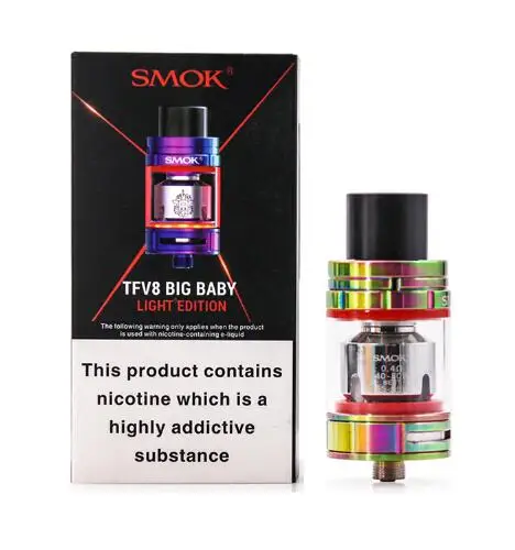 SMOK TFV8, Большой Детский Светильник, распылитель, 5 мл, испаритель, электронная сигарета, Vape танк с V8, Детские катушки, головка резистора - Цвет: 7-Color EU 2ml