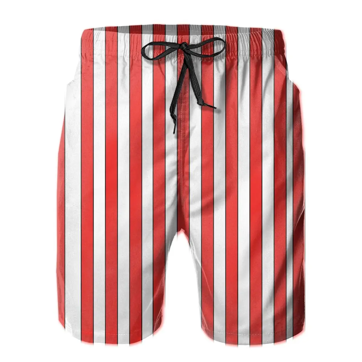 

Causal Breathable Quick Dry Humor Graphic R333 running RED BLACK WHITE VERTICAL STRIPE Hawaii Pants