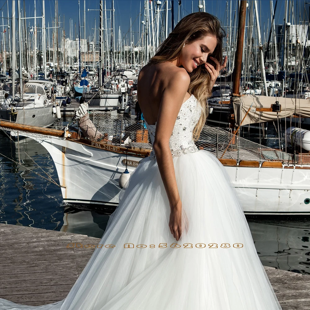 Новое поступление белое платье невесты из тюля А силуэта элегантное De Mariage