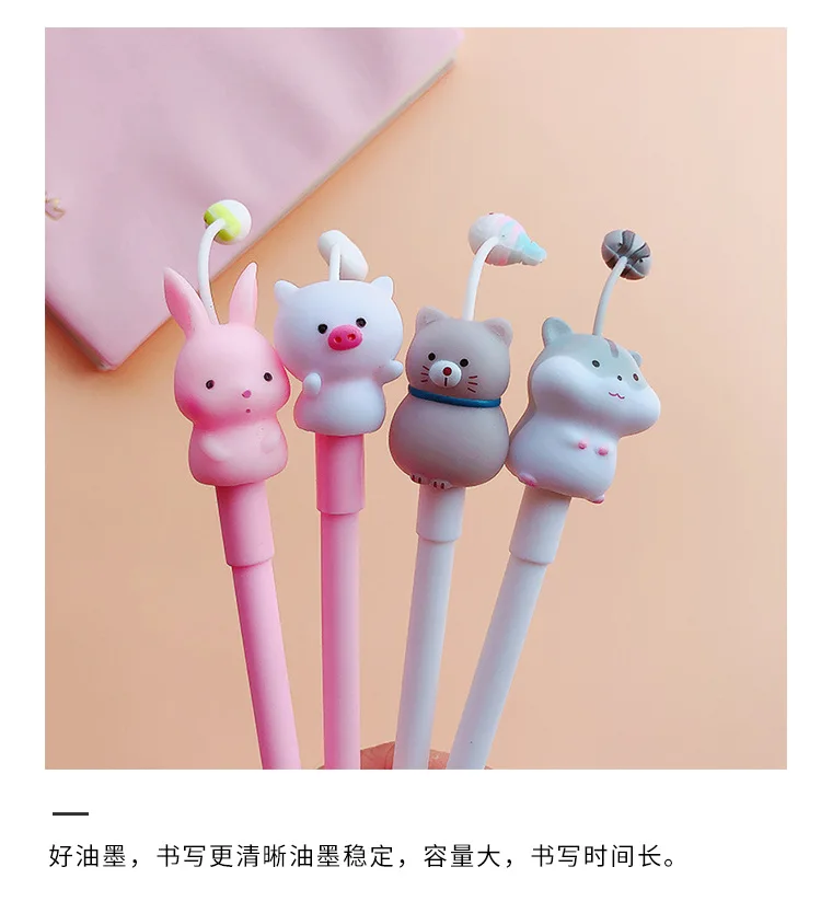 4 штуки в партии Kawaii мягкие животные Кошка Кролик Хомяк гелевая ручка подпись ручка Эсколар. школьные канцелярские товары поощрительный подарок