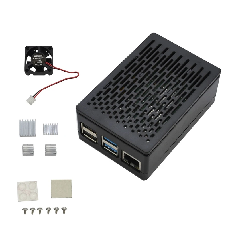 Для Raspberry Pi 4B защитный чехол ABS корпус с охлаждающим вентилятором серебристый