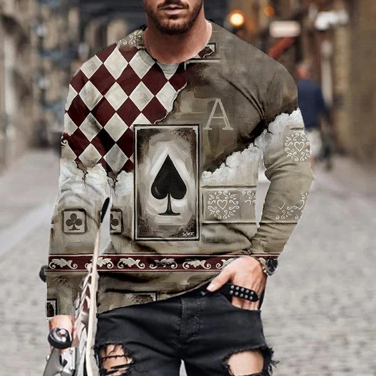 

2021 Men Polo Shirt Casual Floral Printing Tee Long Sleeve Shirt For Men Fashions Tops Quality Solid Polos Shirts