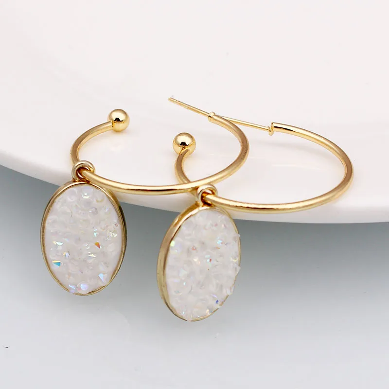 ES1173 новый дизайн модные серьги кольца акриловые разбитые в виде ракушек золотые