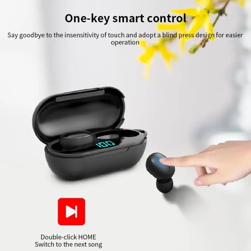 

Sports Bluetooth 5.0 Wireless Headphones Touch Control Hifi Stereo Earphone PC Gaming Headset with Mic Mini Earbuds for Phones