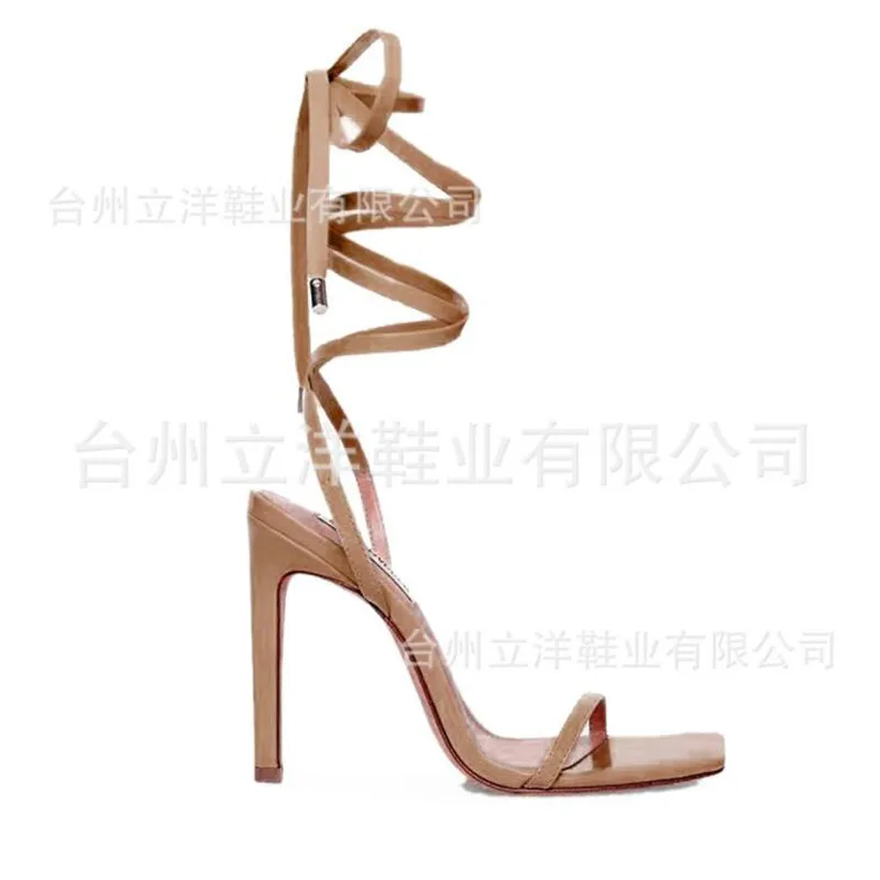 

Women Summer Ankle Strap Sandals Ladies Thin High Heels Party Dress Shoes Female Fashion Sexy Sandal Woman Square Toe Shoe 2021