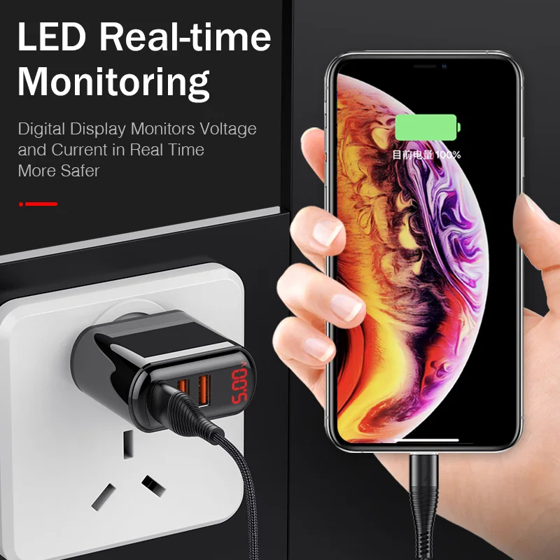 Сетевое зарядное устройство YKZ 3 USB порта чёрный EU | Мобильные телефоны и