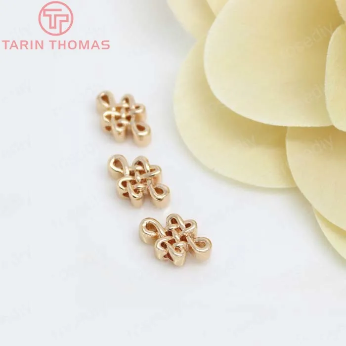 Латунные китайские бусины-узелки с покрытием 24-каратным золотом 7 х11 мм 6 шт. |