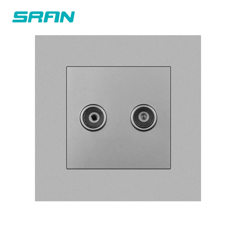 Настенная двойная ТВ розетка SRAN белая/черная/Золотая/серая/Серебристая ПК панель