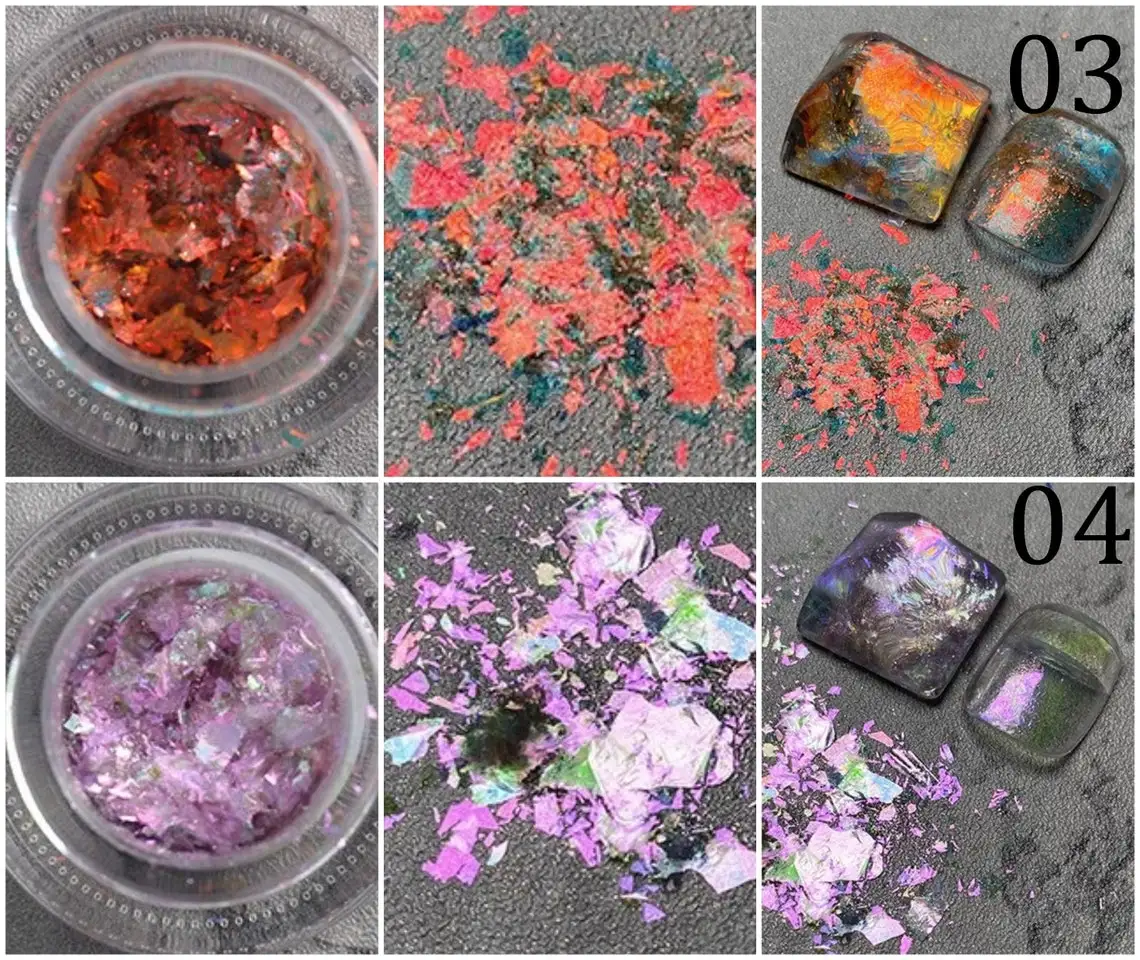 Хамелеон Duochrome чешуйчатый Блестящий зеркальный порошок для дизайна ногтей