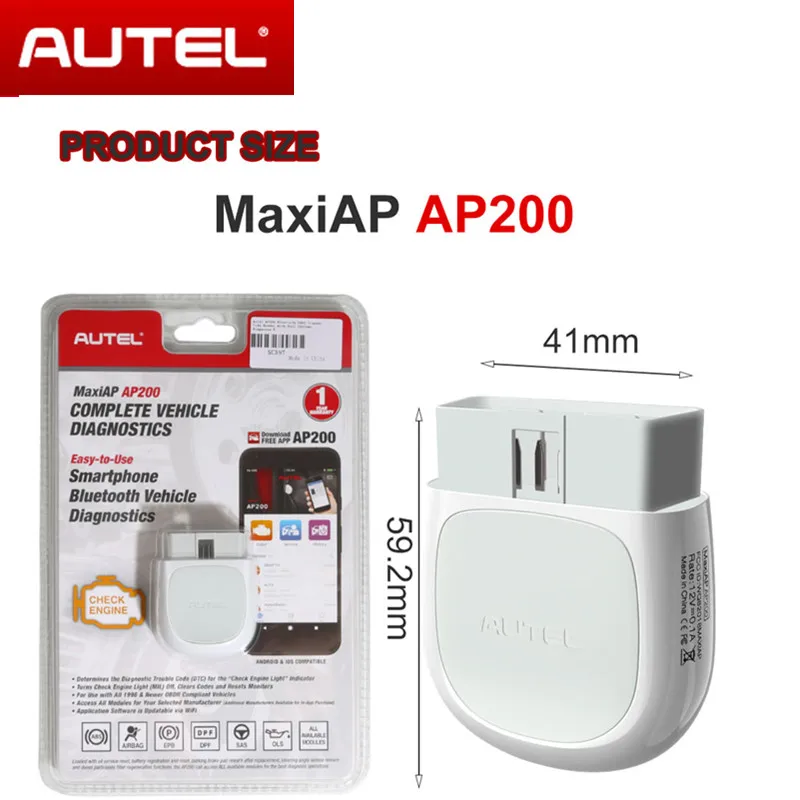 Autel AP200 Bluetooth OBD2 сканер считыватель кодов с полной диагностикой системы PK Mk808/ Thinkcar