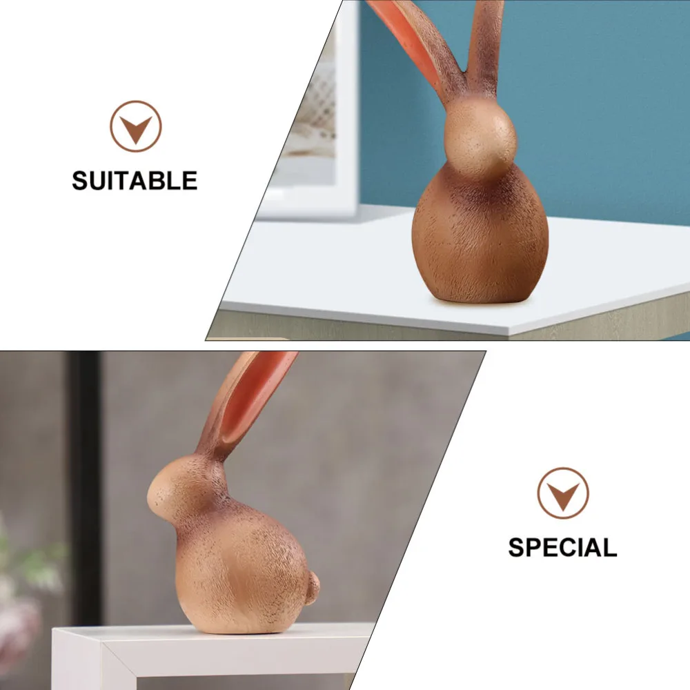 

1pc Nordic Rabbit Decor Household Easter Ornament Resin Craft (Wood Color)