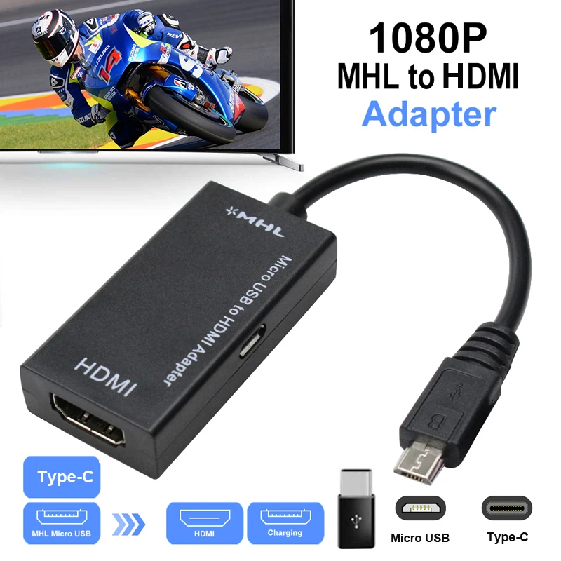 Тип C &amp Micro USB к HDMI 1080P HD аудио видео кабель для ТВ конвертеры адаптеры ПК ноутбук