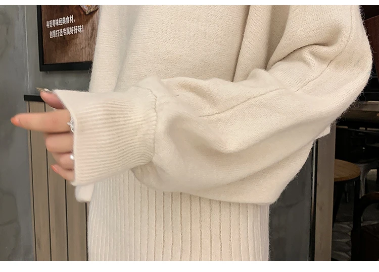 Осеннее платье OLN корейский vestidos Новое поступление Зимний трикотажный шерстяной костюм платье-свитер женский из двух предметов