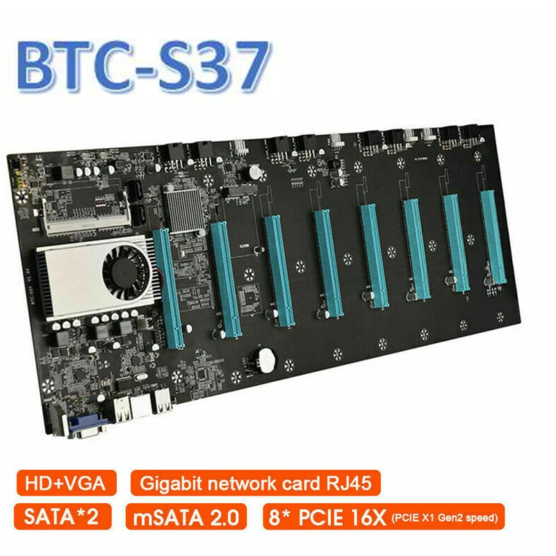 

BTC-S37 ETC материнская плата для майнинга 8GPU 8 pcie x16, графическая карта с процессором DDR3 VGA HDMI-совместимая материнская плата для майнинга