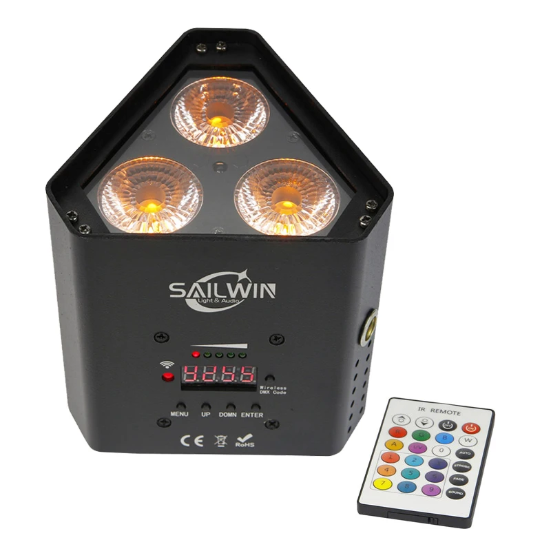 Дешевый мини-3X18W телефонный контроль приложение WIFI RGBAW УФ аккумуляторное заряжаемое светодиодное прожекторное освещение DJ Smart Par Light для рождественских праздников.