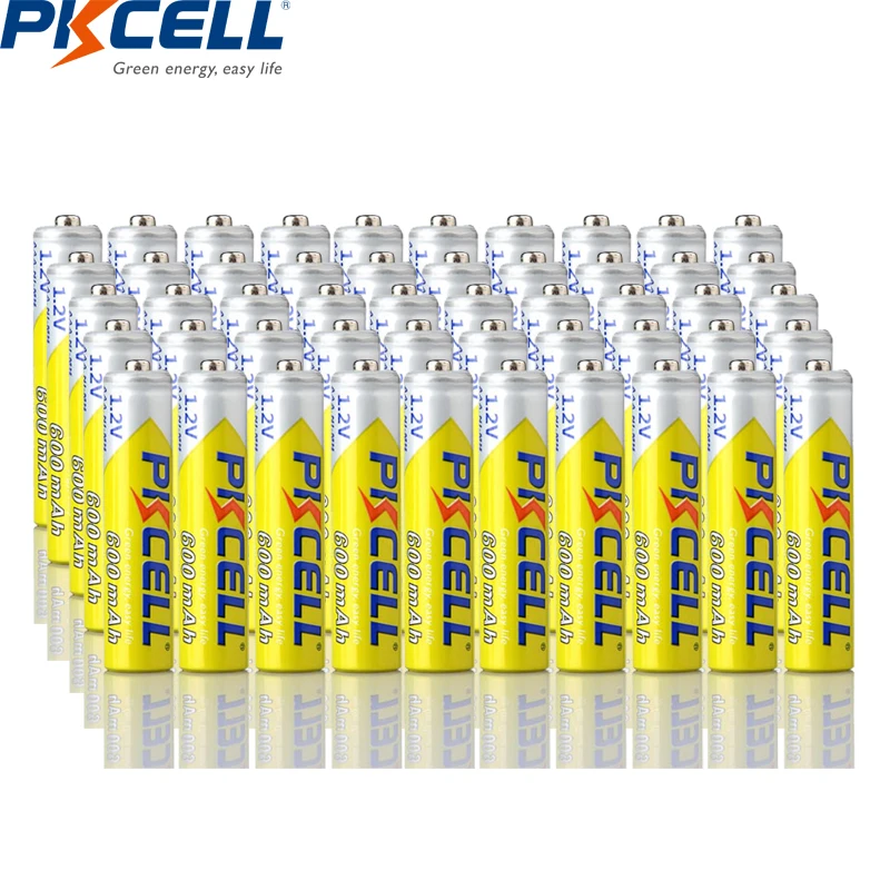 

50Pcs PKCELL AAA Battery 1.2V Ni-MH 3A Rechargeable Batteries NIMH AAA battery With Cycles 1000 times Real Capacity 600mAh