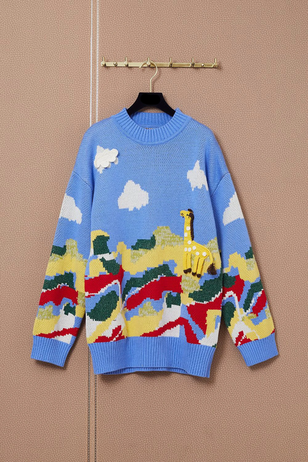 

Designer Clothes High Quality Women Fashion Chic Cartoon Jacquard Loose Knitted Pullover Sweater