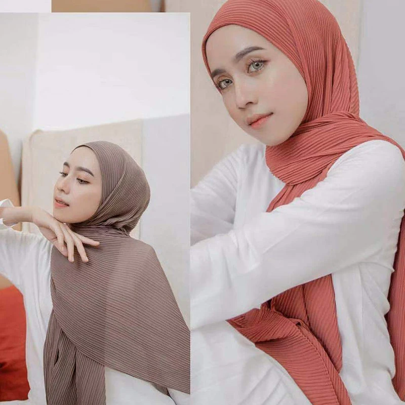 

New Big size 85*180cm Women crumple bubble chiffon scarf solid crinkled shawls pleated headband hijab muslim wraps scarves/scarf