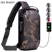 ike marti shoulder bag for men waterproof usb multifunction male crossbody bag anti theft short travel messenger chest sling bag