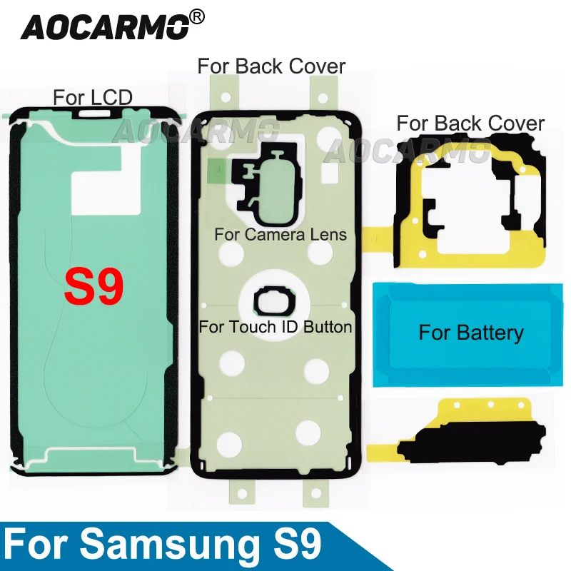 Aocarmo LCD Display Screen Back Battery Cover Camera Lens Waterproof Adhesive Sticker Tape For Samsung Galaxy S9 SM-G9600