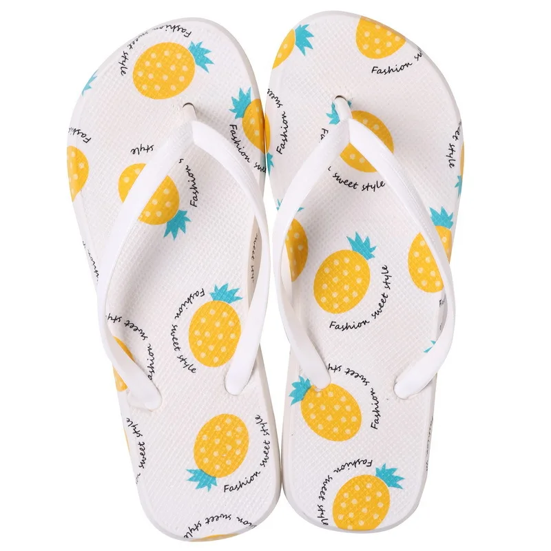 Женские летние уличные тапочки из ПВХ с милым фруктовым принтом Пляжные