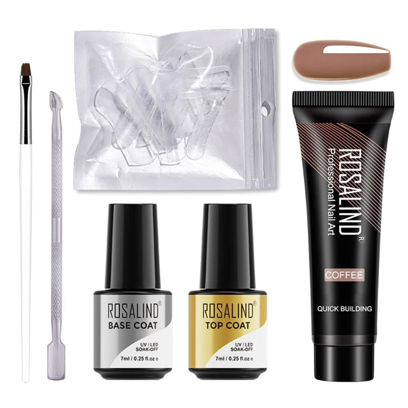 

Builder UV Gel Quick Building Nail Tips Finger Extension Brush Top Base Coat Transparent False Nails Manicure Decoration Tool