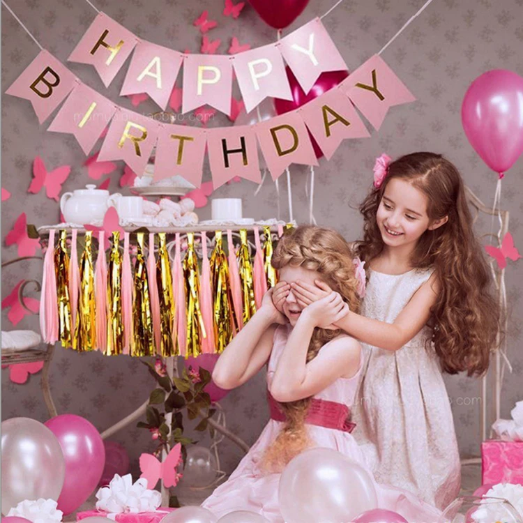 Флаги с надписью Happy Birthday свинка праздничные баннеры украшения позолоченный шкафчик для флажок с буквами детская гирлянда для душа вечерние поставки