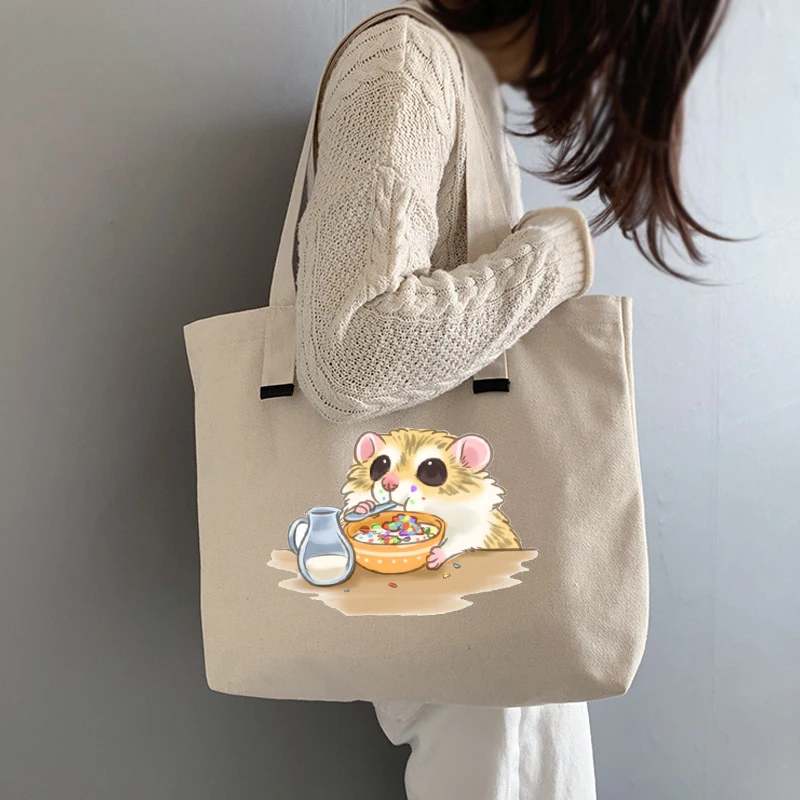 Женская тканевая сумка-тоут черная холщовая Экологически чистая многоразовая