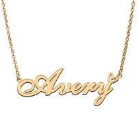 love heart avery name necklace for women stainless steel gold silver nameplate pendant femme mother child girls gift