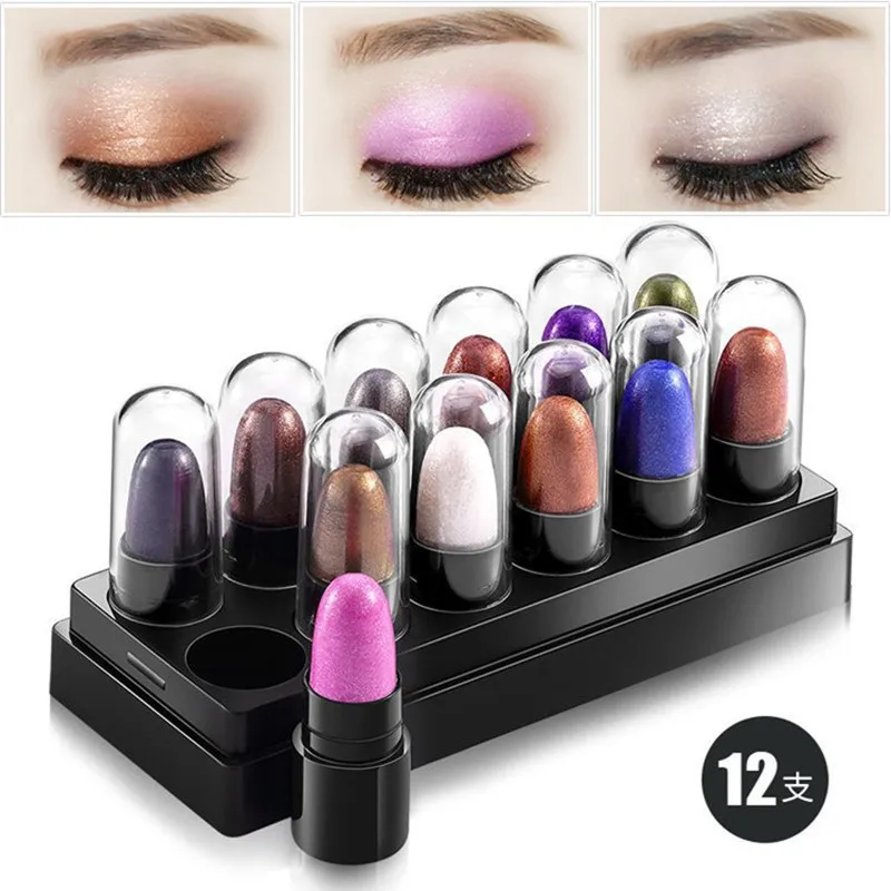 12 шт блестящие тени для макияжа мерцающие век Профессиональные Тени пигментные