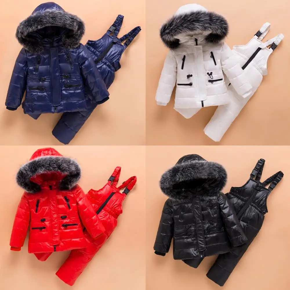 IYEAL на температуру 30 градусов детская зимняя одежда Комплекты с большим меховым