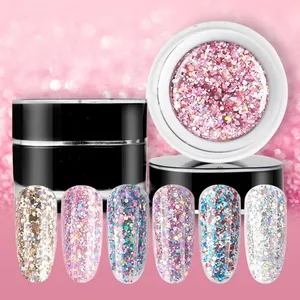 Beautilux 1 шт . ослепительный сверкающий Радужный Гель- лак для ногтей впитывающийся УФ; светодиоды ; ногти Блестящий Гель-лак цвета розового золота и серебра 10 г