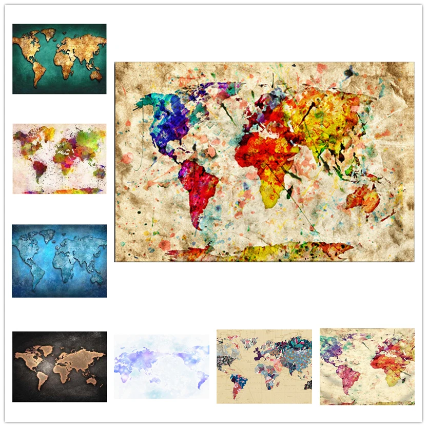 Алмазная живопись 5D полноразмерная/круглая карта мира цветная картина алмазная