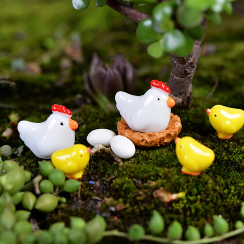 12 штук куриного яичного гнезда фигурки миниатюрные смешанные курицы домашнее