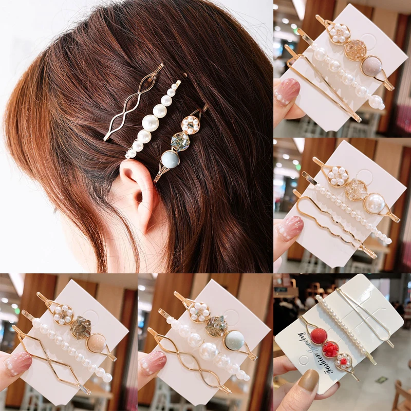 

Hair Barrettes 3pcs Classic Pearl Hairgrip Hairpin Fashion Hair Accessories For Girl/Women