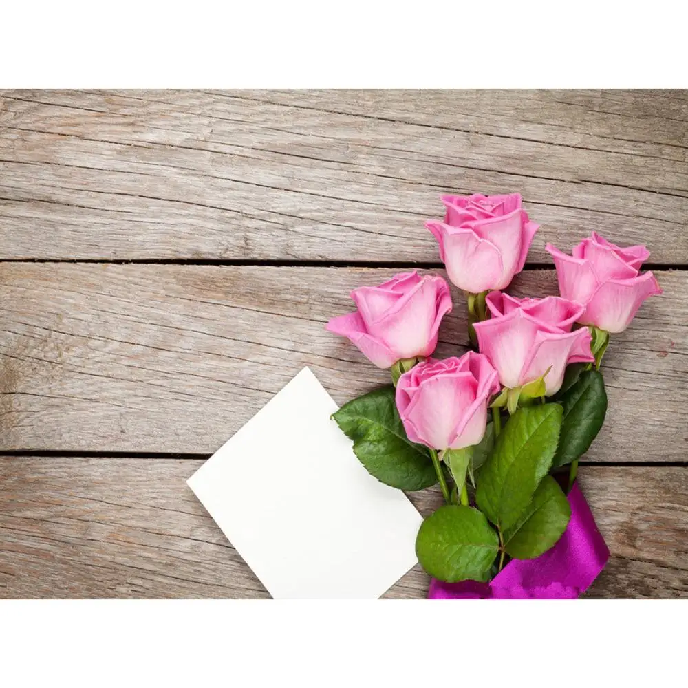 

Vinyl Custom Photography Backdrops Flower and Wooden Planks Theme Photography Background 200526JK-001