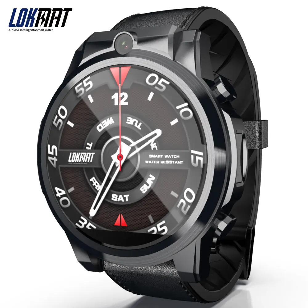 LOKMAT 4G 5mp+ 5mp двойная камера Смарт-часы для мужчин Android 7,1 MTK6739 1GB+ 16GB 400*400 AMOLED экран gps wifi умные часы для ios