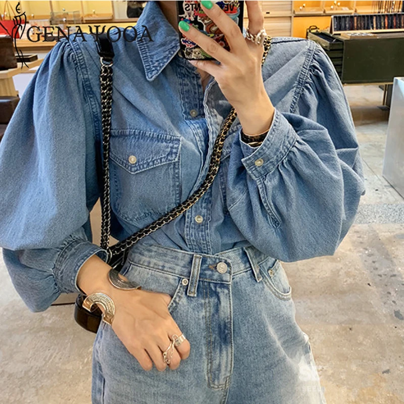 Genayooa винтажная джинсовая куртка из джинсовой ткани с длинным рукавом