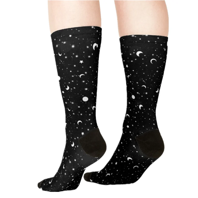 

2021 Women's socks kawaii late at night stars Printed Socks Woman harajuku Happy Funny Novelty cute girl gift Socks for women