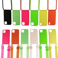 liquid silicone crossbody necklace cord lanyards phone case with rope strap for iphone 7 8 plus x xr xs 11 12 13 pro max cover