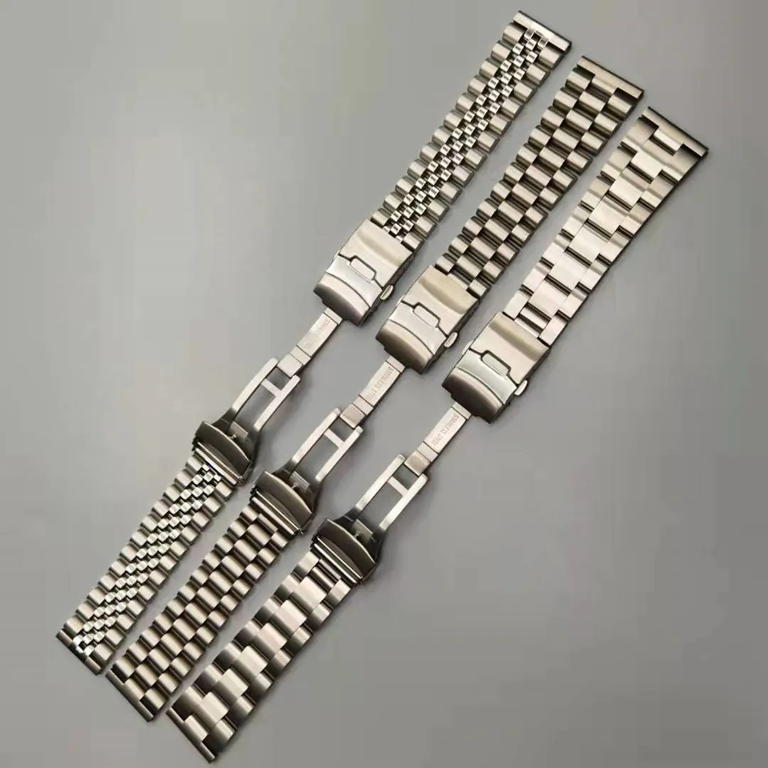 18mm 20mm 22mm 24mm 316L Stainless Steel Straight End Solid Buckle Watch Band Strap Bracelet Suitable For All Watches