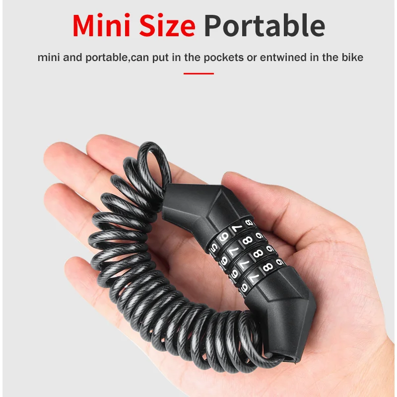 Портативный велосипедный мини-замок 4-значный пароль замок для шлема кодовый