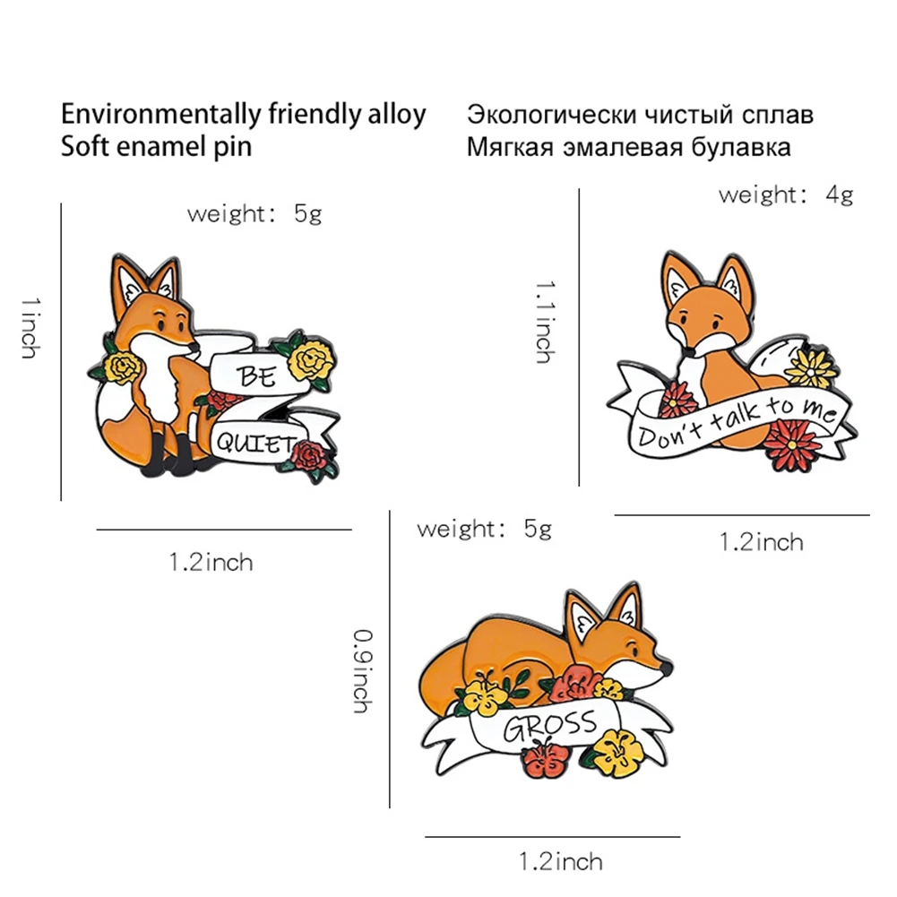 

Imixlot Animal Brooches Cartoon Fox Metal Enamel Pins Cute Foxes Badges Clothes Funny Lapel Pin Jewelry Gifts for Kids Friends