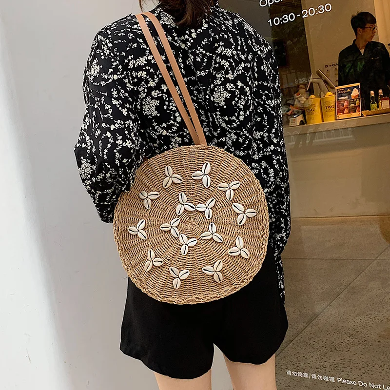 Youda плетеная солома круглая Пляжная сумка Повседневная простая стильная