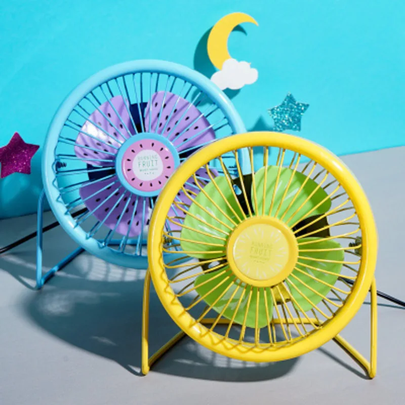 

Cute Air Cooler Small Electric Fan 4 Inch Cartoon Pattern Air Conditioner USB Table Fan Mini Ventilateur Shake Up & Down