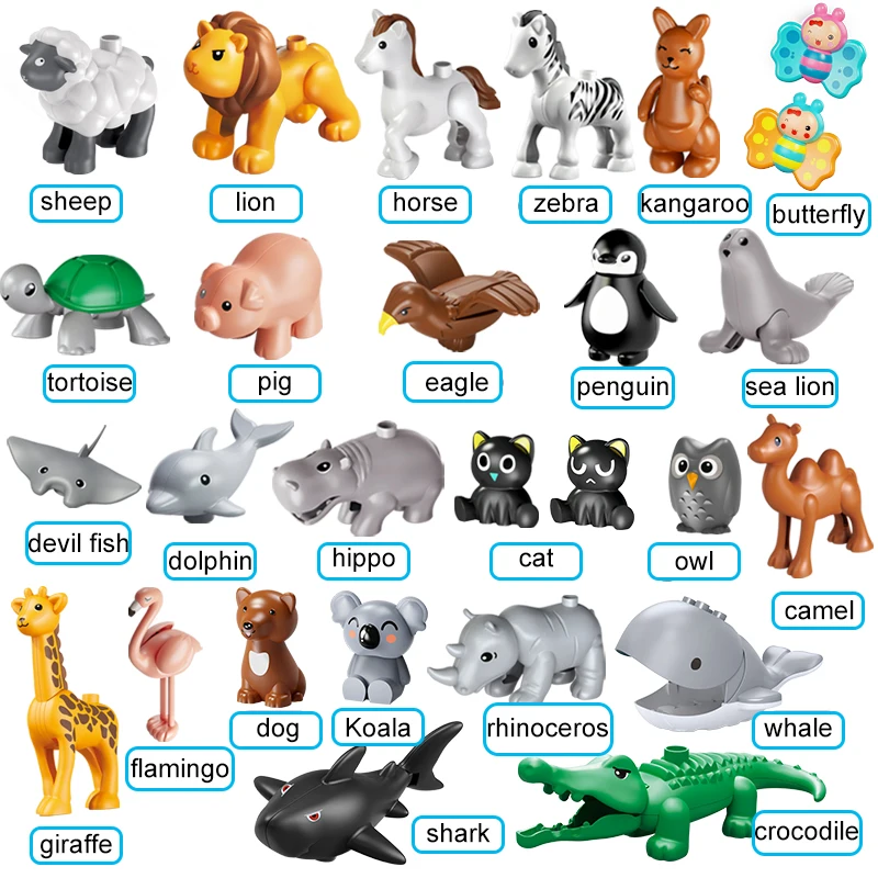 Набор строительных блоков из серии животных зоопарк большой размер милые птицы