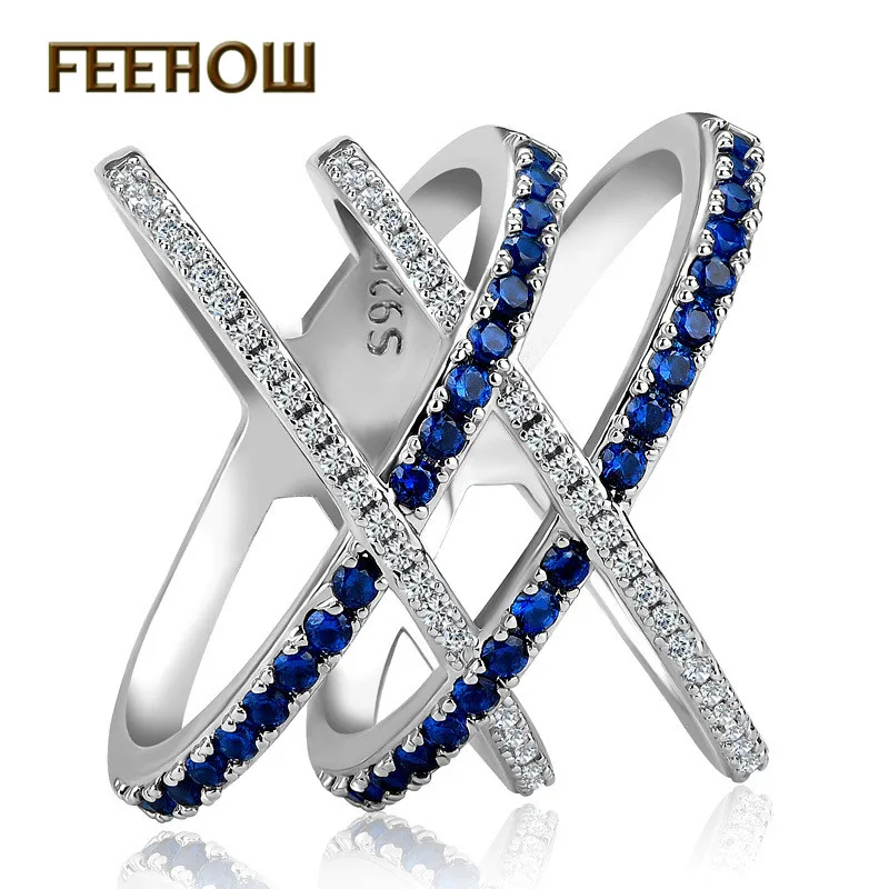 Женское кольцо с крестом FEEHOW Золотое микро покрытием и цирконием в форме х