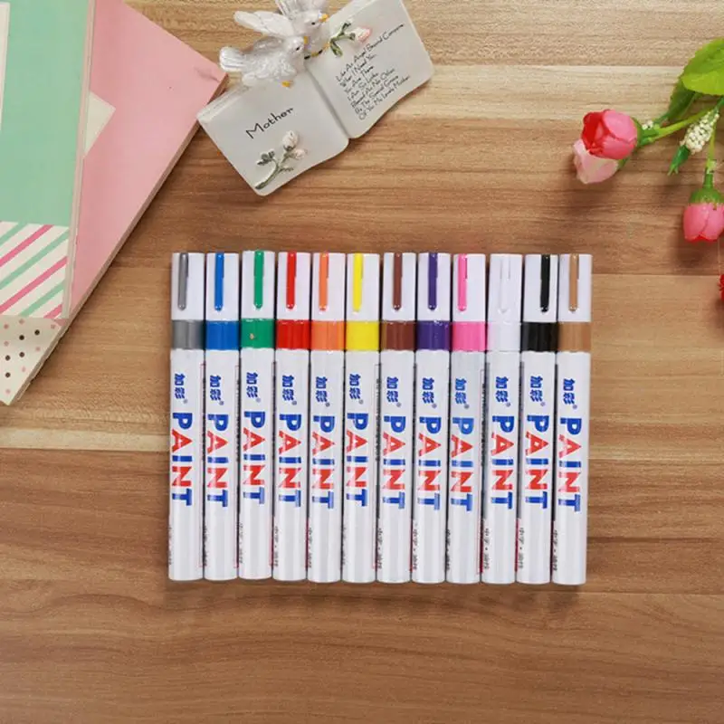 

12Colors Vehicle Universal Waxing Paint Pen Waterproof Metallic Colour Car Tyre Tread Environmental Tire Painting Dropshipping