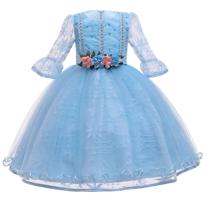 Vestido infantil/зимнее детское платье; платье принцессы с жемчужинами для девочек; свадебное платье с цветочным узором для девочек; Детские платья для девочек; праздничное платье